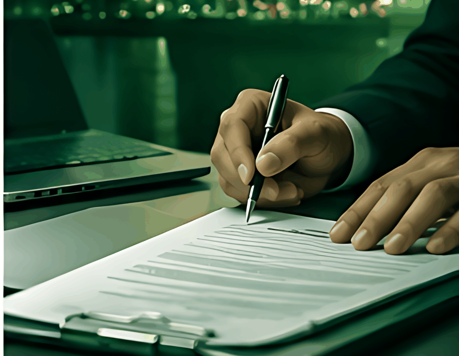 Procurement documents on a desk