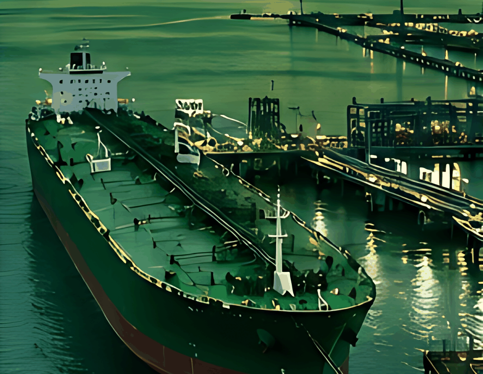 Product tanker alongside a loading berth